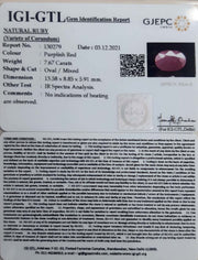 8.51 Ratti Natural new burma Ruby with Govt. Lab Certificate-(2331)